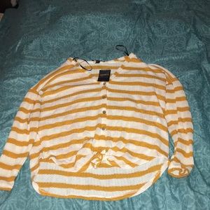 Yellow and White striped Forever 21 shirt